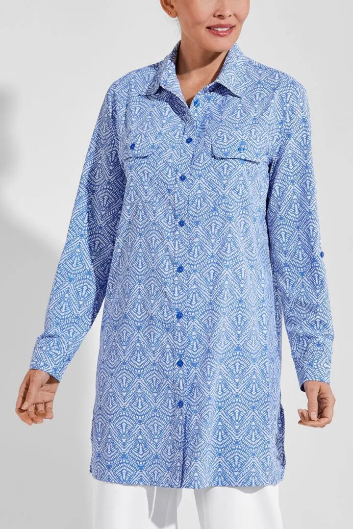 Coolibar - UV-tuniekshirt voor dames - Santorini - Alluvia - Aura Blauw 