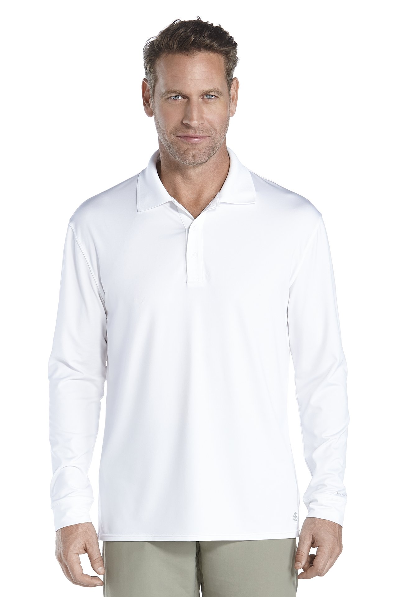 Coolibar - UV Sport Polo voor heren - Longsleeve - Erodym Golf - Wit