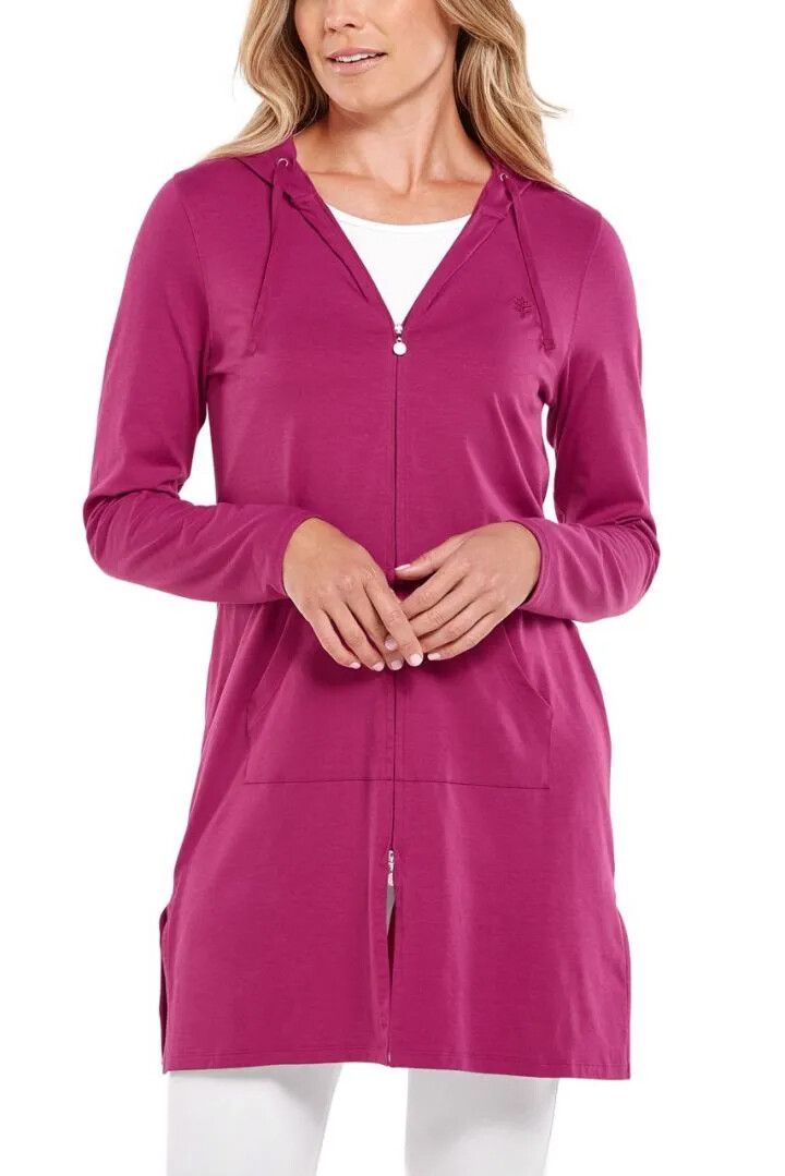 Coolibar - UV-vest met capuchon voor dames - Cabana - Effen - Roze