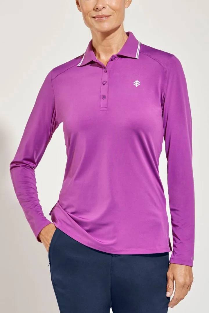 Coolibar UV polo voor dames Lange mouw Prestwick Golf Effen Paars