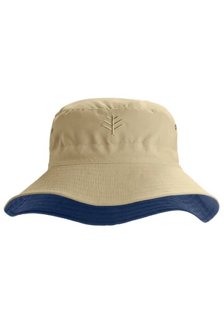 Coolibar - UV Reversible Buckethoed voor volwassenen - Landon - Bruin/Navy