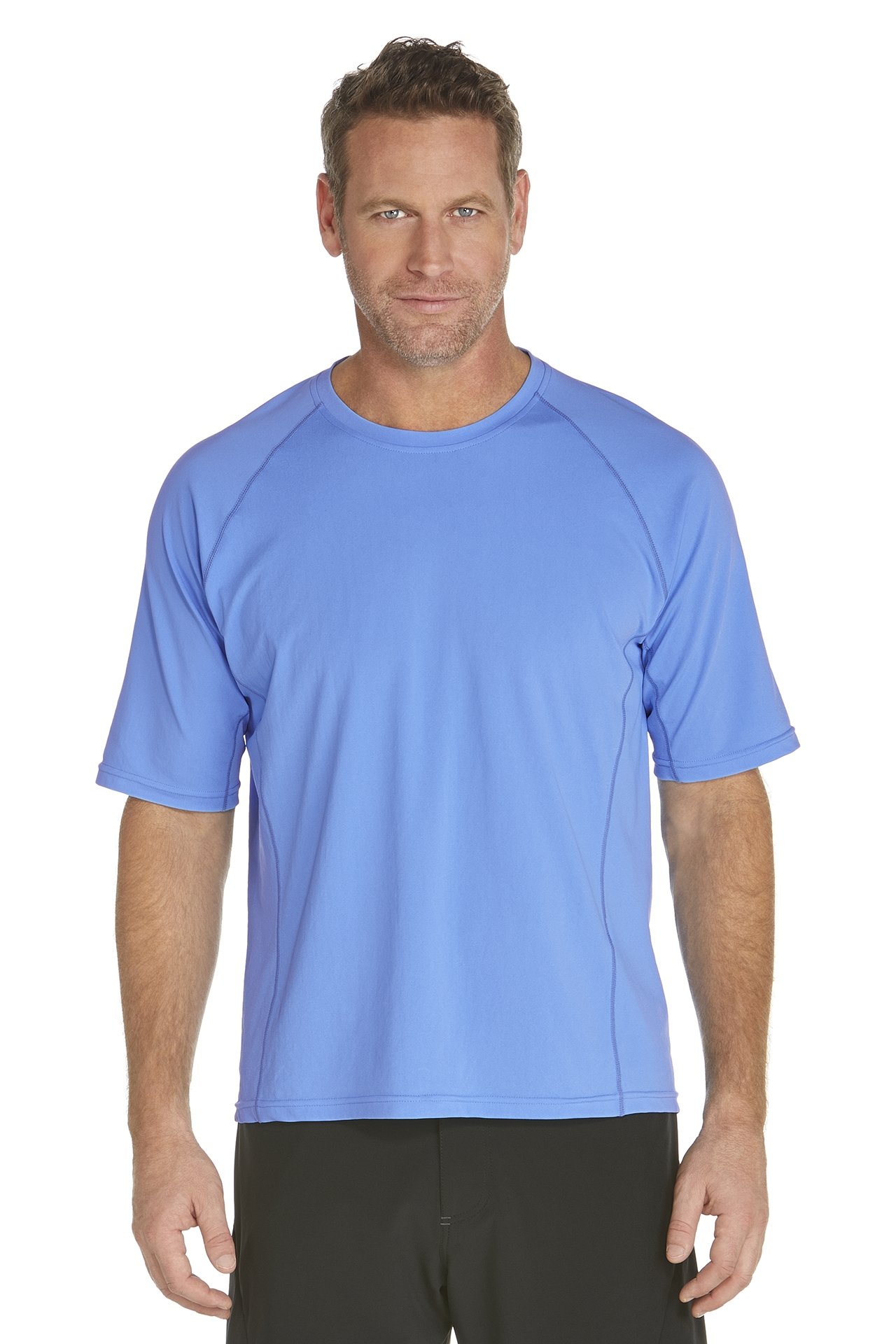 Coolibar - UV zwemshirt korte mouwen heren - licht blauw