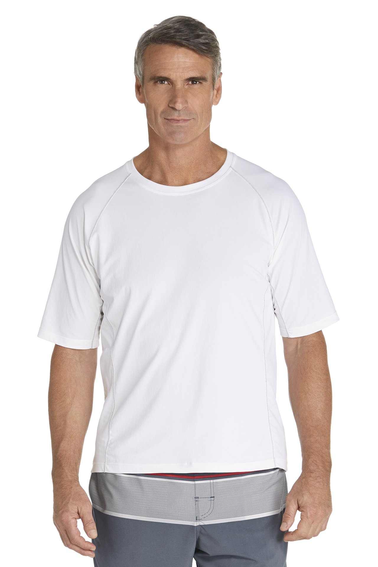 Coolibar - UV zwemshirt korte mouwen heren - wit