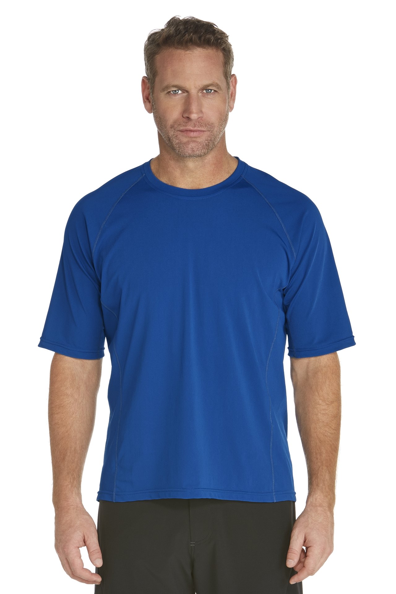 Coolibar - UV zwemshirt korte mouwen heren - blauw