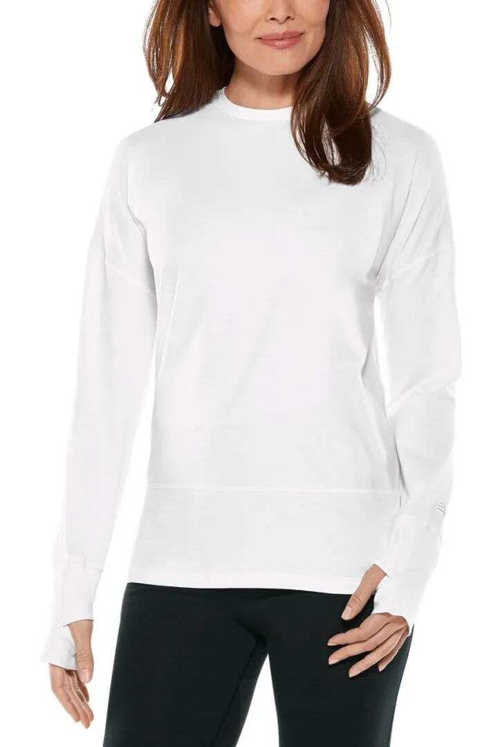 Coolibar - UV Relaxed Shirt voor dames - Lange mouw - LumaLeo - Effen - Wit 