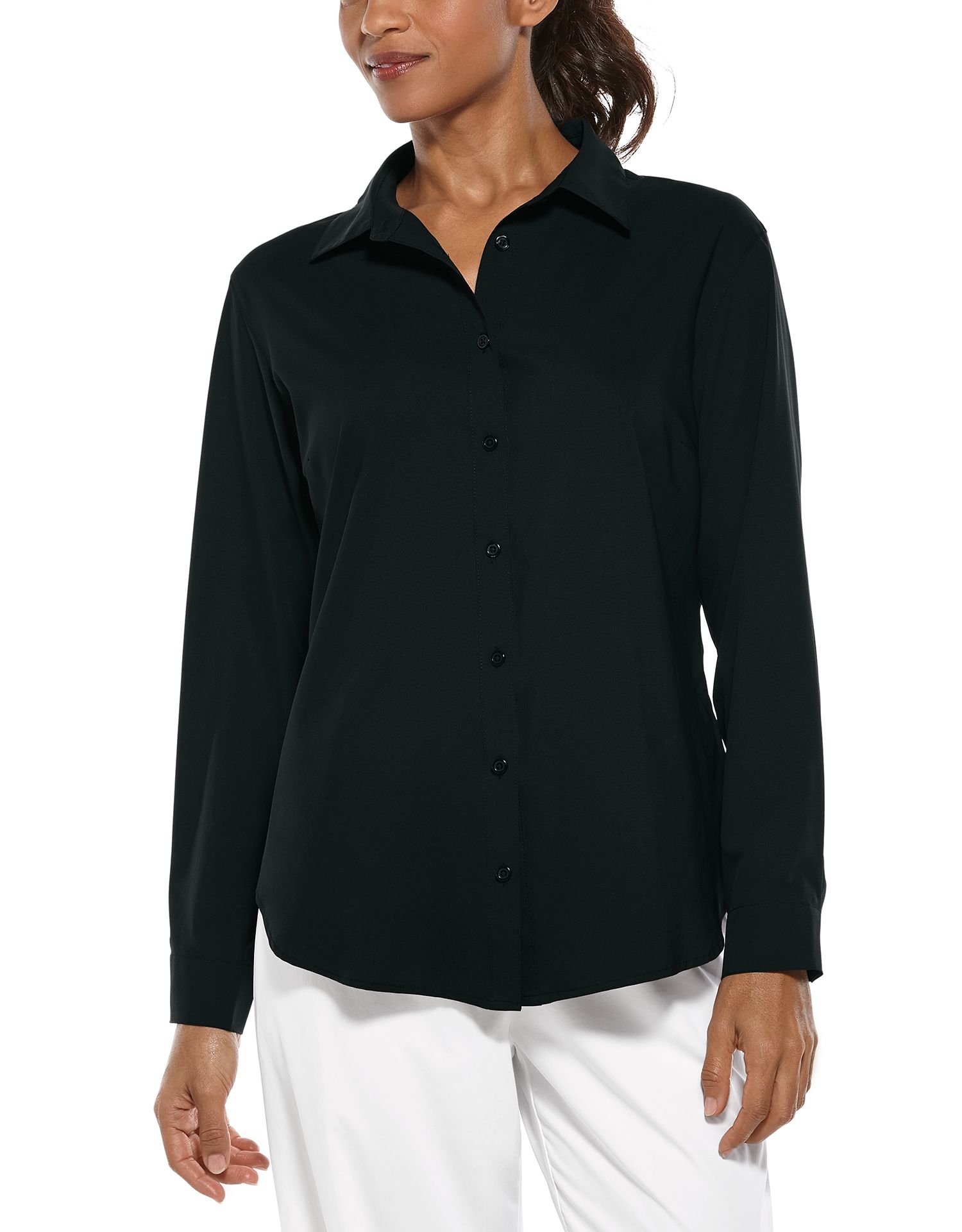 Coolibar - UV-werende Blouse voor dames - Rhodos - Zwart