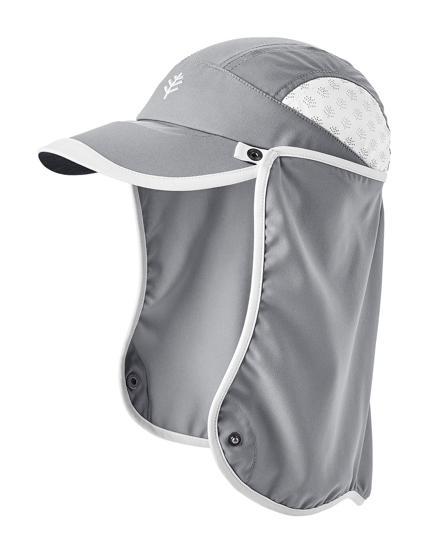 Coolibar - UV Sportcap met nekbescherming voor kinderen - Agility - Staalgrijs/Wit