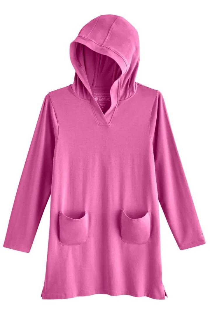 Coolibar - UV Cover-up strandjurk voor meisjes - Catalina - Effen - Roze