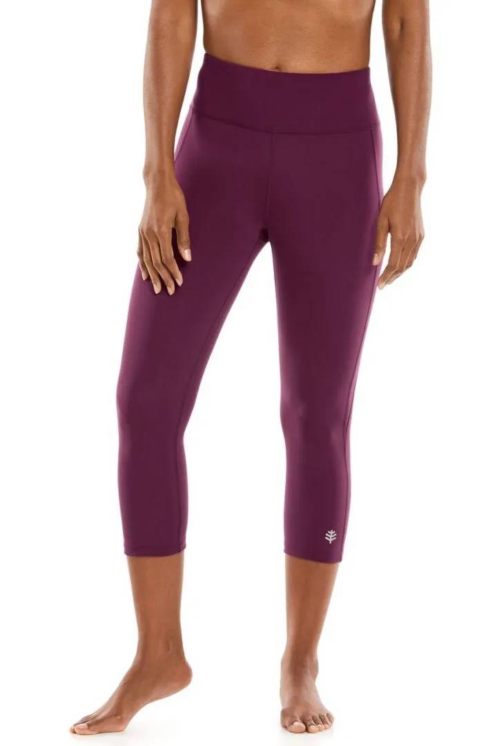 Coolibar - UV High-Rise Yoga Capri voor dames - Asana - Effen - Paars