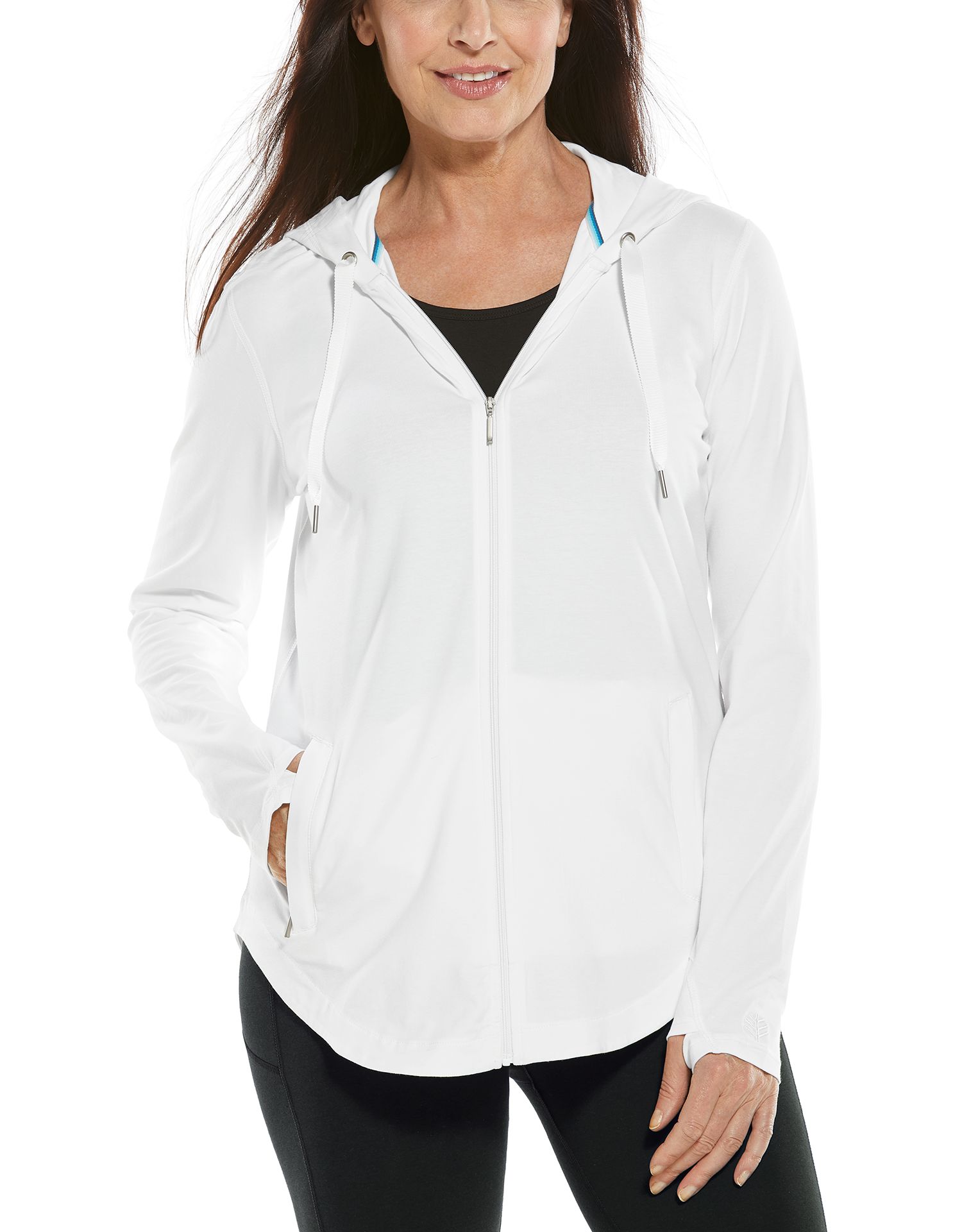 Coolibar - UV-werende Full zip hoodie voor dames - LumaLeo Zip-Up - Wit