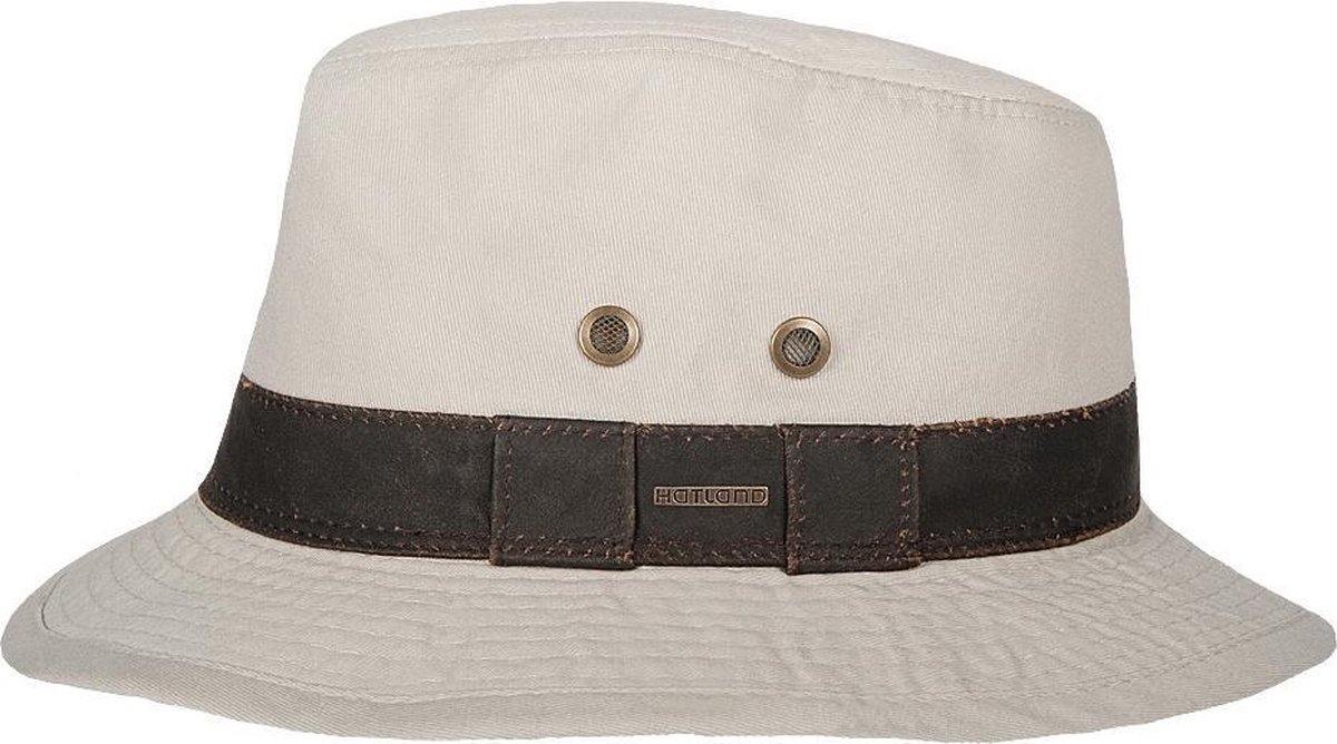 Hatland - UV Fedora hoed voor heren - Okaton - Gebroken wit