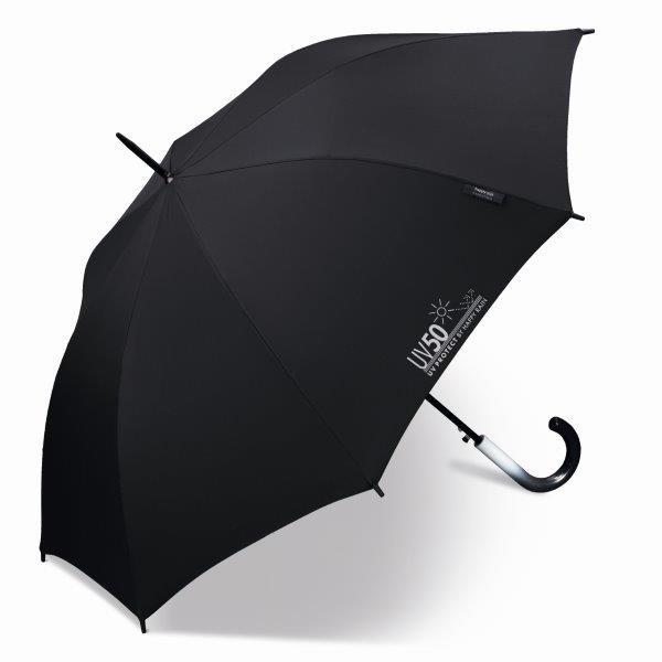 Happy Rain - Lange paraplu met UV bescherming - Automatisch - Zwart