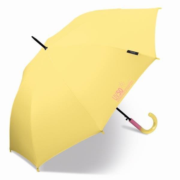 Happy Rain - Lange paraplu met UV bescherming - Automatisch - Geel
