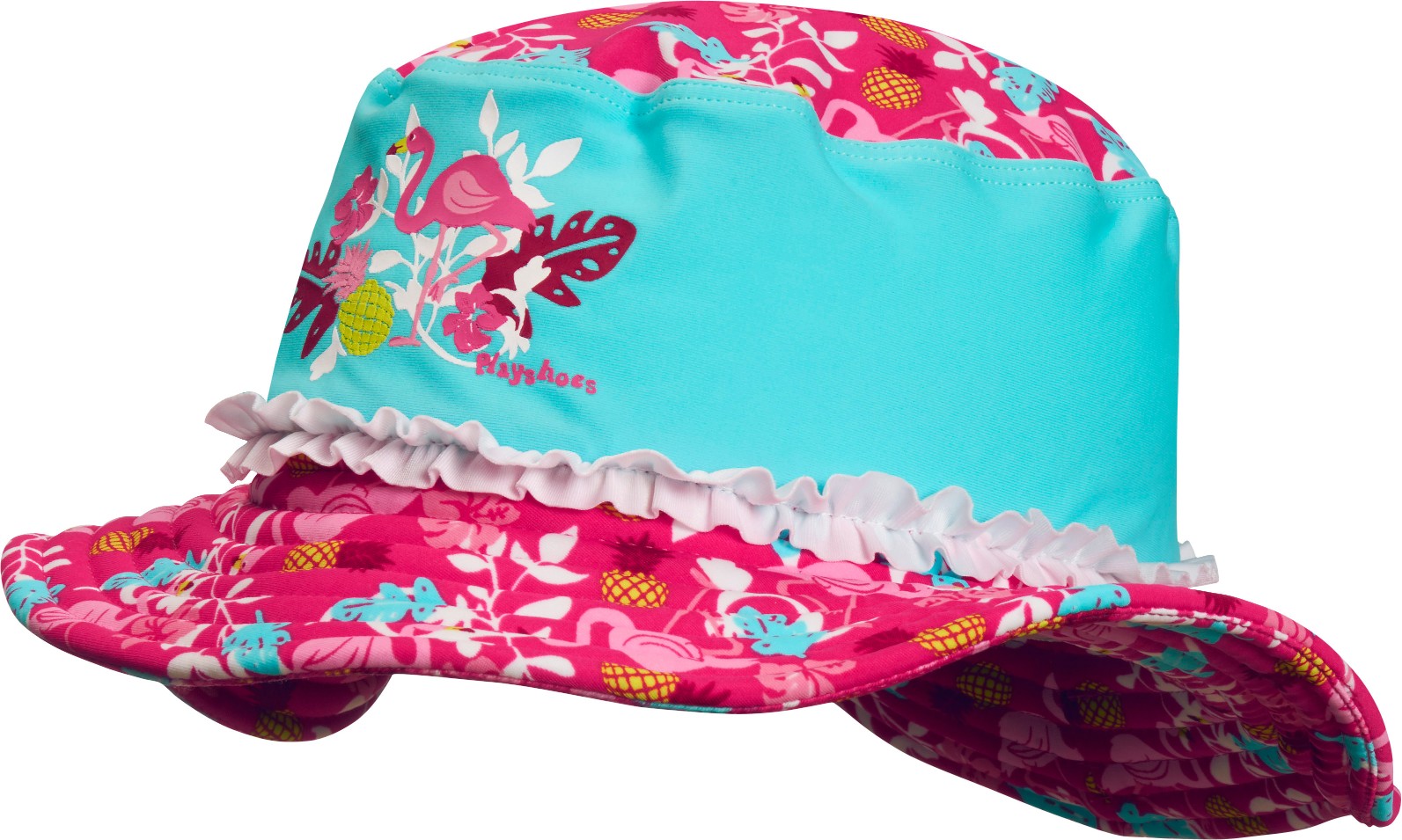 Playshoes - UV-zonnehoed voor meisjes - Flamingo - Aqua / roze