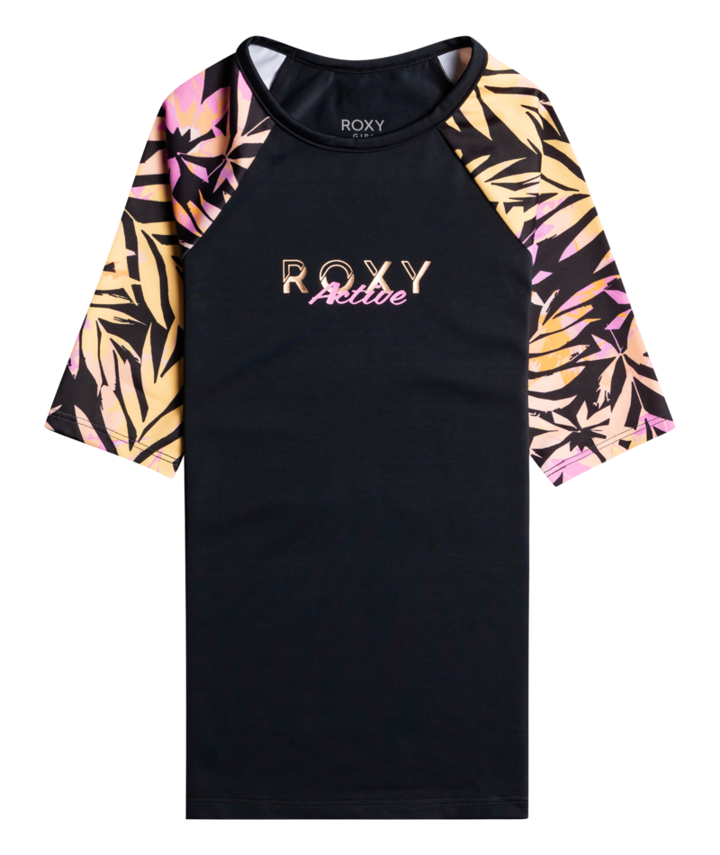 Roxy - UV Rashguard voor meisjes - Active Joy - Korte mouw - UPF50 - Anthracite Zebra Jungle Girl