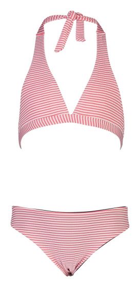 Snapper Rock - Halter Bikini voor meisjes - Classic Stripe - Rood/Wit