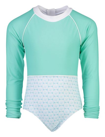 Snapper Rock - UV Badpak Longsleeve voor meisjes - Oceania Sustainable - Aqua