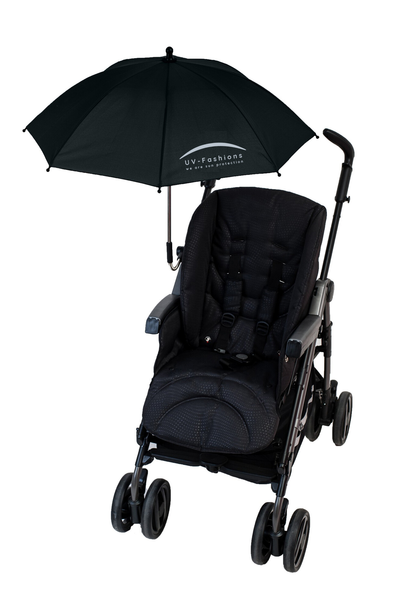UV-Fashions - Universele UV-parasol voor kinderwagens - Zwart