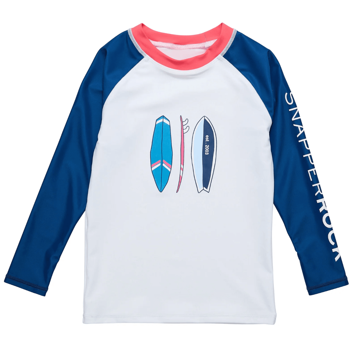 Snapper Rock - UV-rashtop voor kinderen - Lange mouw - UPF50+ - Rock the Board - Wit/Blauw