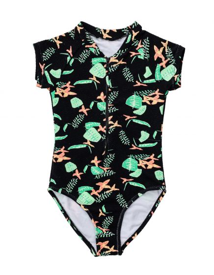 van verzameling roestvrij Snapper Rock - UV Zwempak voor meisjes - Korte mouw - Neon Rainforest |  UV-Fashions