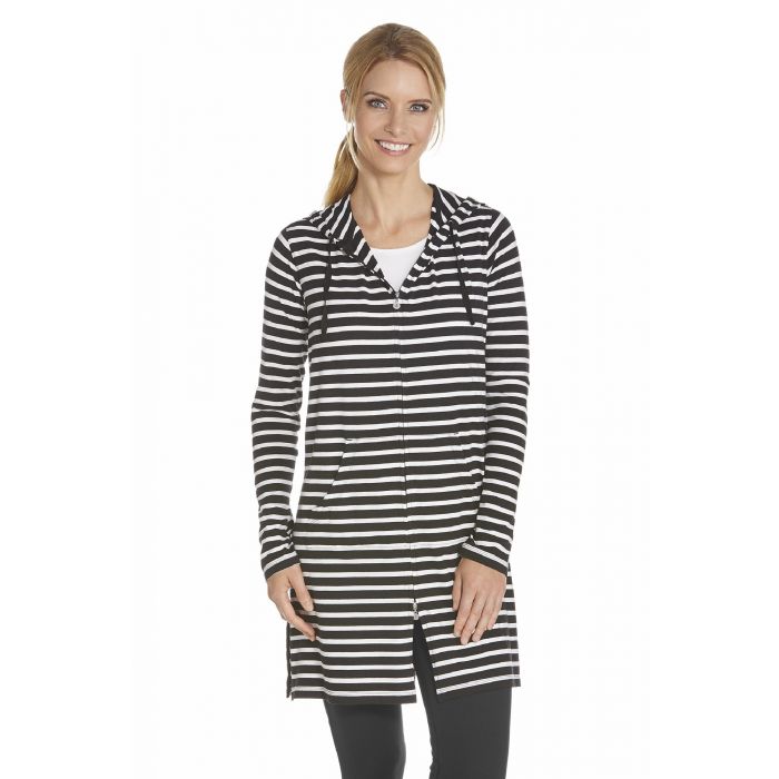 Coolibar - Lang UV-vest voor dames - Zwart gestreept