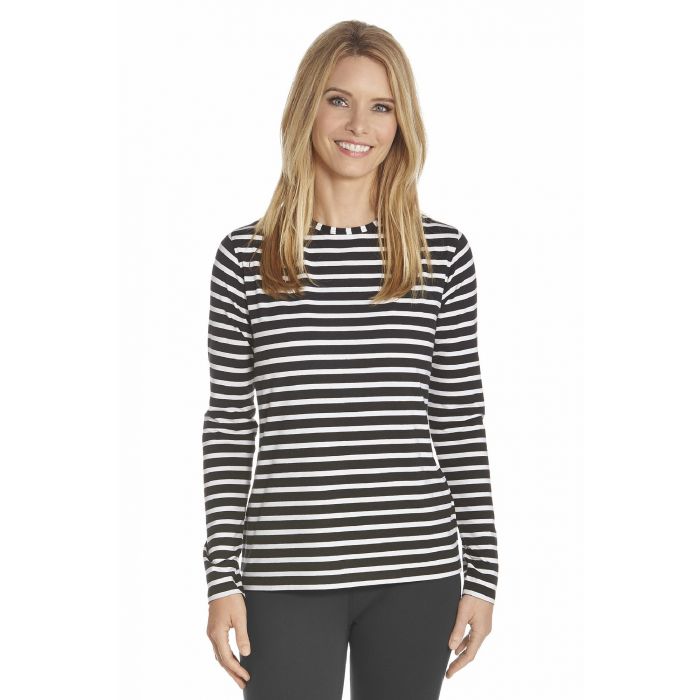 Coolibar - UV-shirt lange mouwen - Zwart gestreept