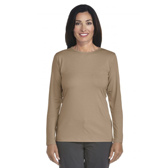 Coolibar - UV longsleeve shirt dames - khaki