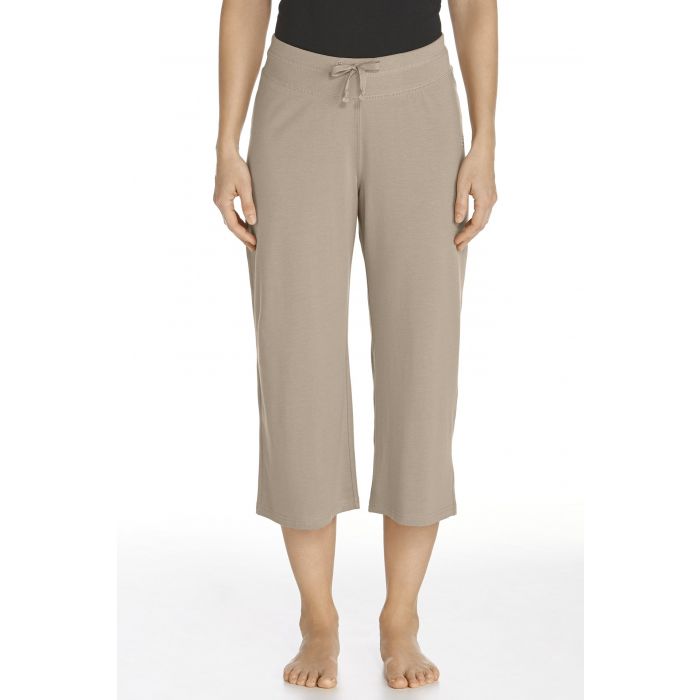 Coolibar - UV-broek capri dames - taupe