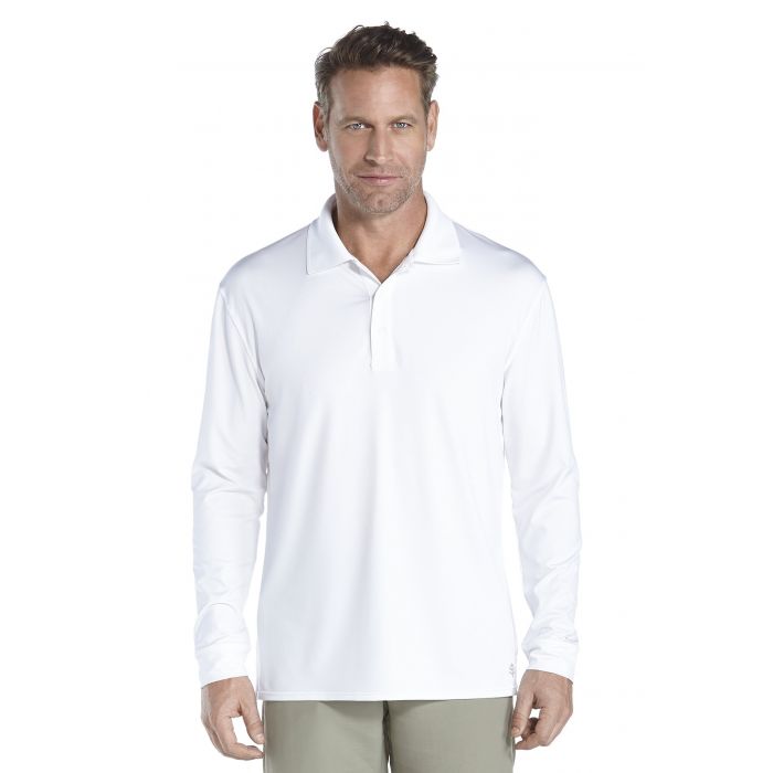 Coolibar - UV Sport Polo voor heren - Longsleeve - Erodym Golf - Wit