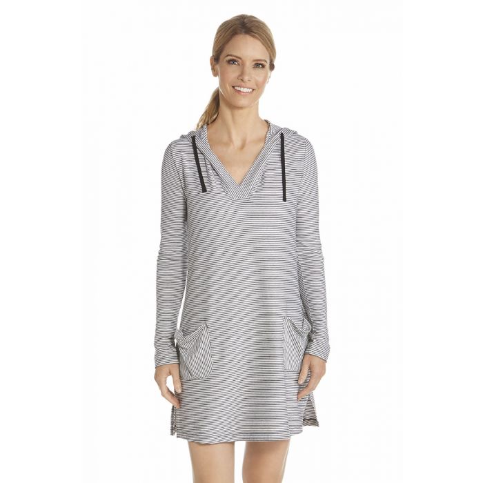 Coolibar - UV-jurk met capuchon dames - Wit / Zwart