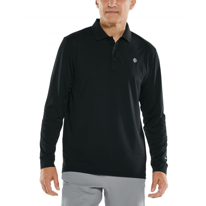 Coolibar - UV Sport Polo voor heren - Longsleeve - Erodym Golf - Zwart