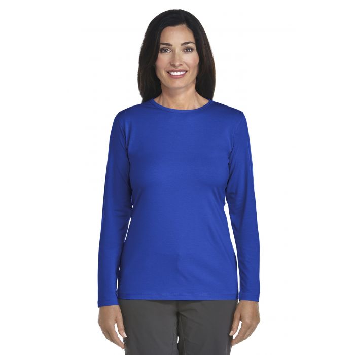 Coolibar - UV longsleeve shirt dames - kobalt blauw