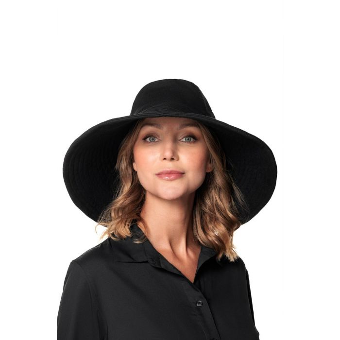 Coolibar - UV-flaphoed voor dames met brede rand - Zwart
