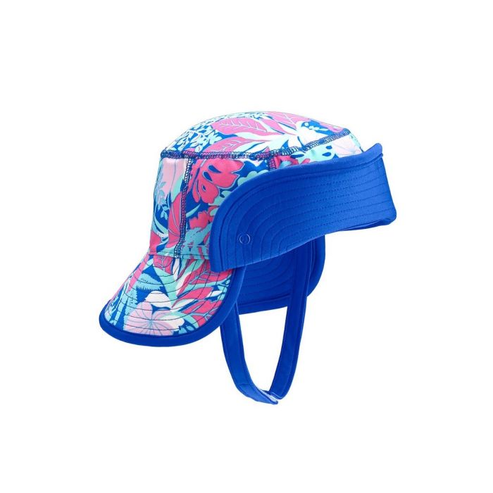 Coolibar - UV-bucket hat baby's - Opvouwbare rand - Tropisch blauw