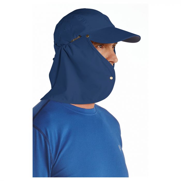 Coolibar - UV-zonnepet voor heren met nekflap - Navy blauw