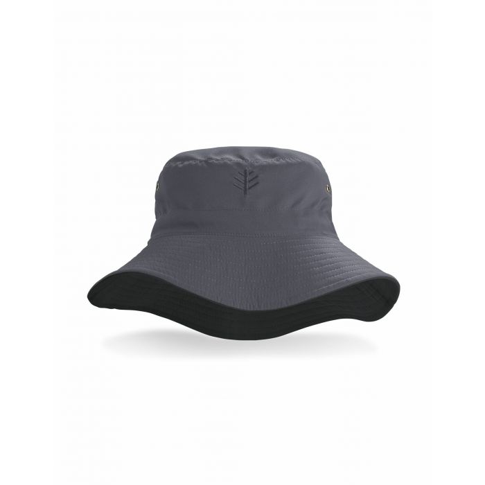 Coolibar - Omkeerbare UV Bucket Hoed voor volwassenen - Landon - Carbon/Zwart