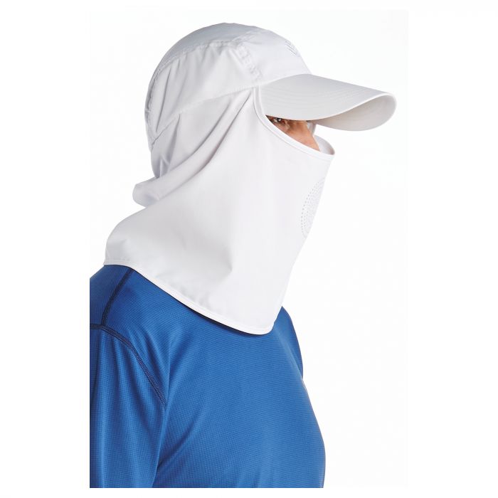 Coolibar - UV-zonnepet met hals- en gezichtsbedekking - Wit