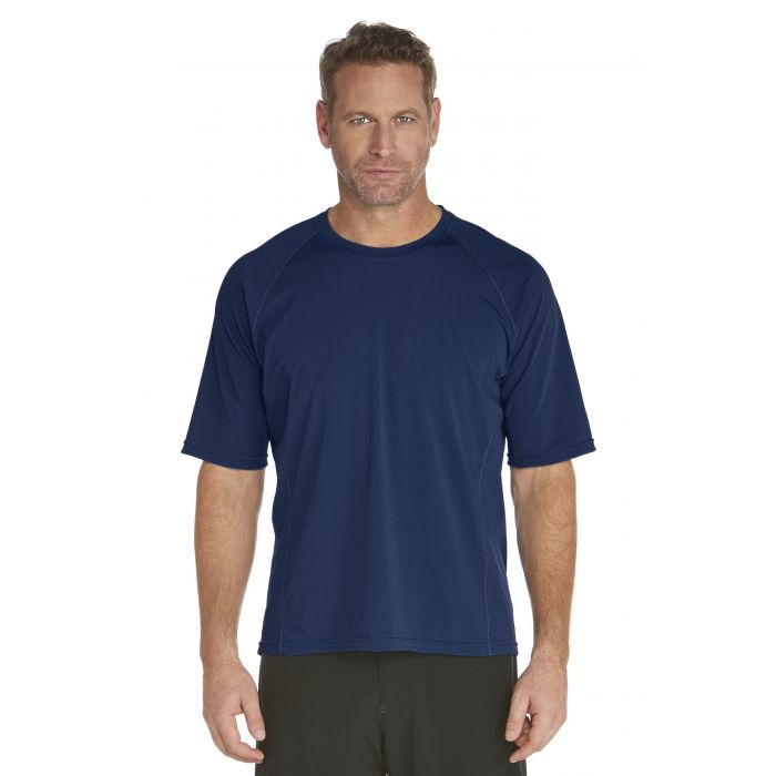 Coolibar - UV zwemshirt korte mouwen heren - donkerblauw