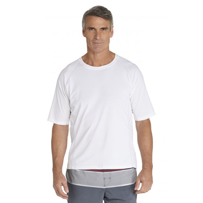 Coolibar - UV zwemshirt korte mouwen heren - wit