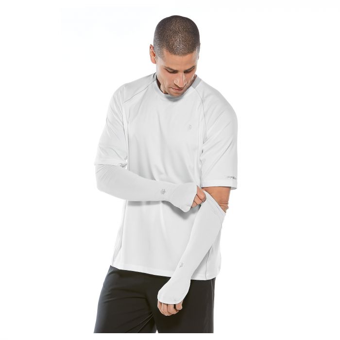 Coolibar - UV-werende Sport mouwen voor heren - Backspin Performance - Wit