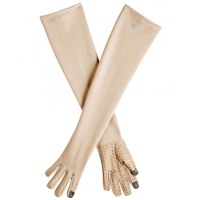 Coolibar - UV-handschoenen van gemiddelde lengte voor volwassenen - Bona - Beige
