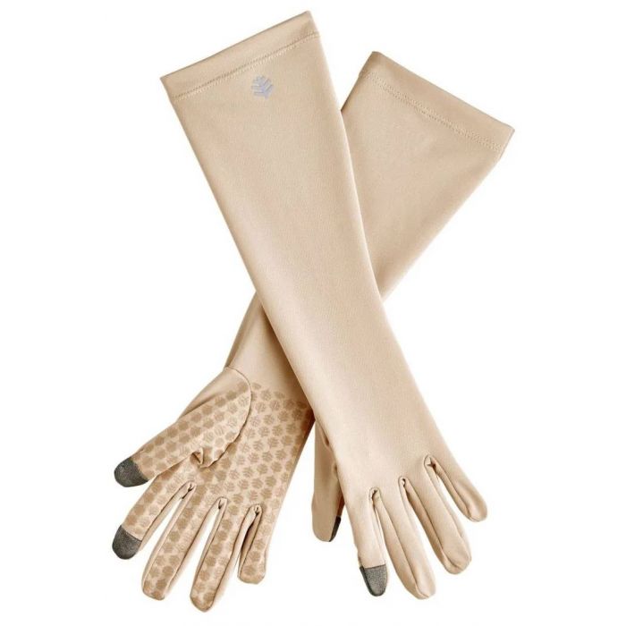 Coolibar - UV-handschoenen van gemiddelde lengte voor volwassenen - Bona - Beige