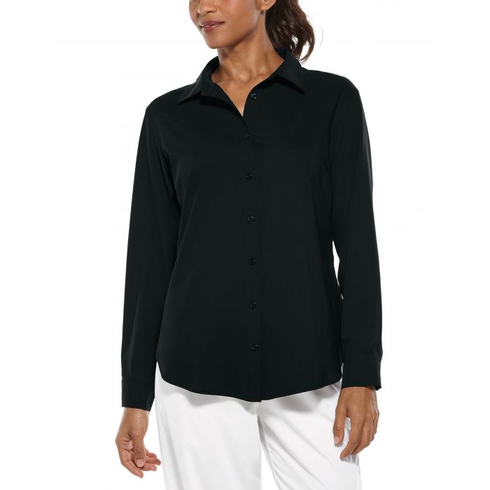 Coolibar - UV-werende Blouse voor dames - Rhodos - Zwart