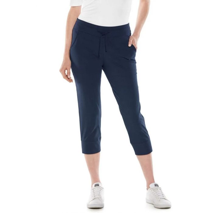 Coolibar - UV Weekend Crop Joggingsbroek voor dames - Maho - Effen - Navy