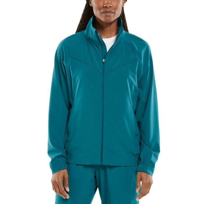 Coolibar - UV-sportjack voor dames - Sprinter - Effen - Teal Lagoon