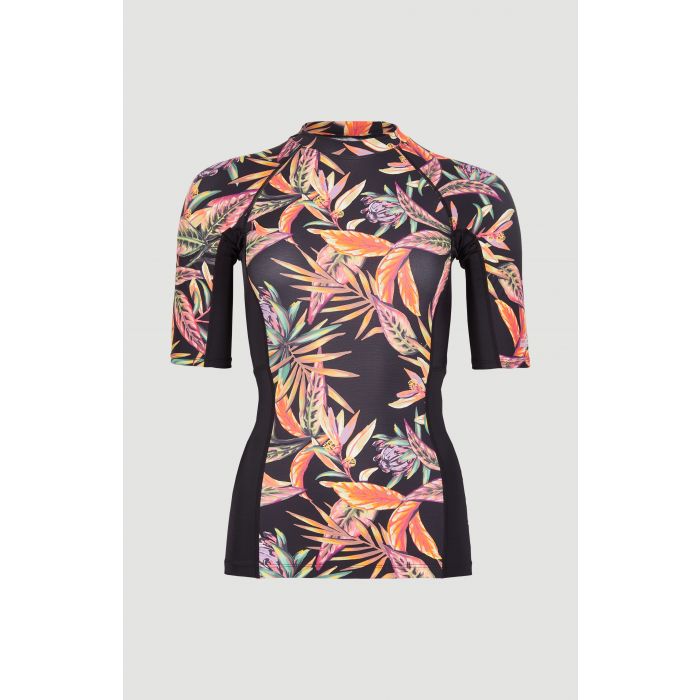 O'Neill - UV-Zwemshirt met korte mouwen voor vrouwen - Anglet - UPF50+ - Black Tropical Flower