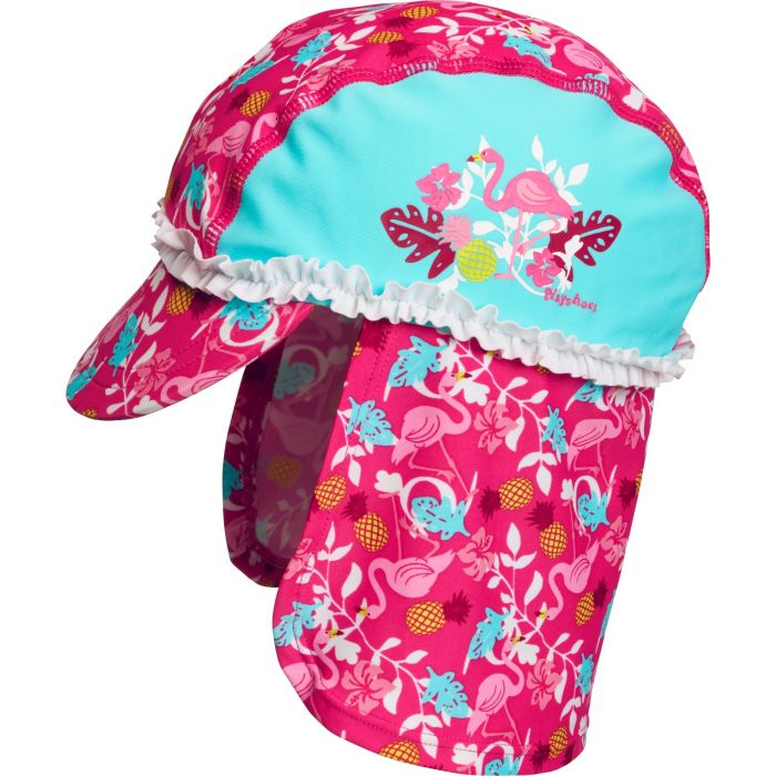 Playshoes - UV-zonnepet voor meisjes - Flamingo - Aquablauw / roze