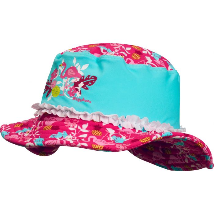 Playshoes - UV-zonnehoed voor meisjes - Flamingo - Aqua / roze