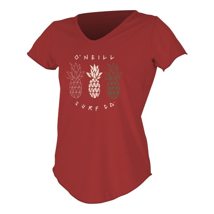 O'Neill - UV-shirt voor dames met korte mouwen - Graphic Sun - Donkerrood