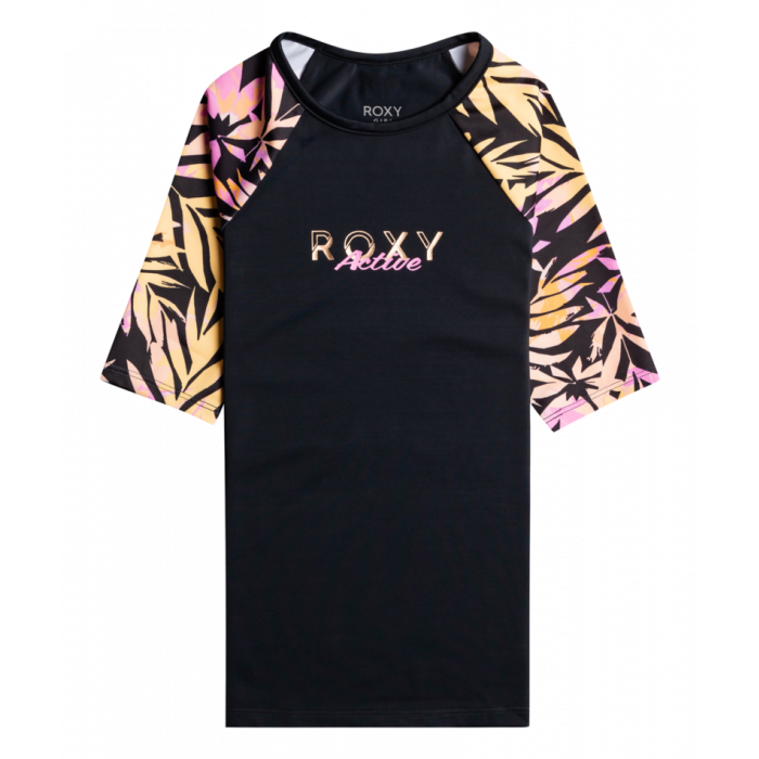 Roxy - UV Rashguard voor meisjes - Active Joy - Korte mouw - UPF50 - Anthracite Zebra Jungle Girl